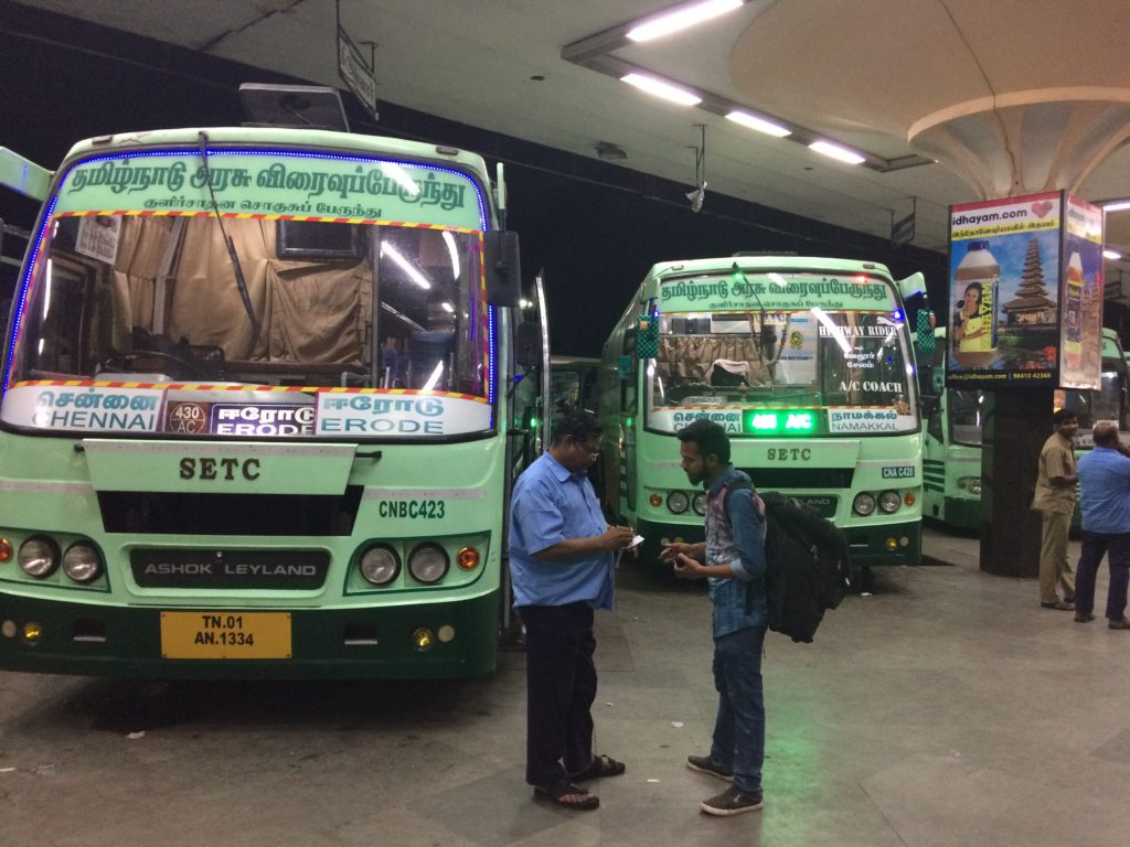 SETC AC Bus From Chennai To Namakkal and Erode TN 01 AN 1334