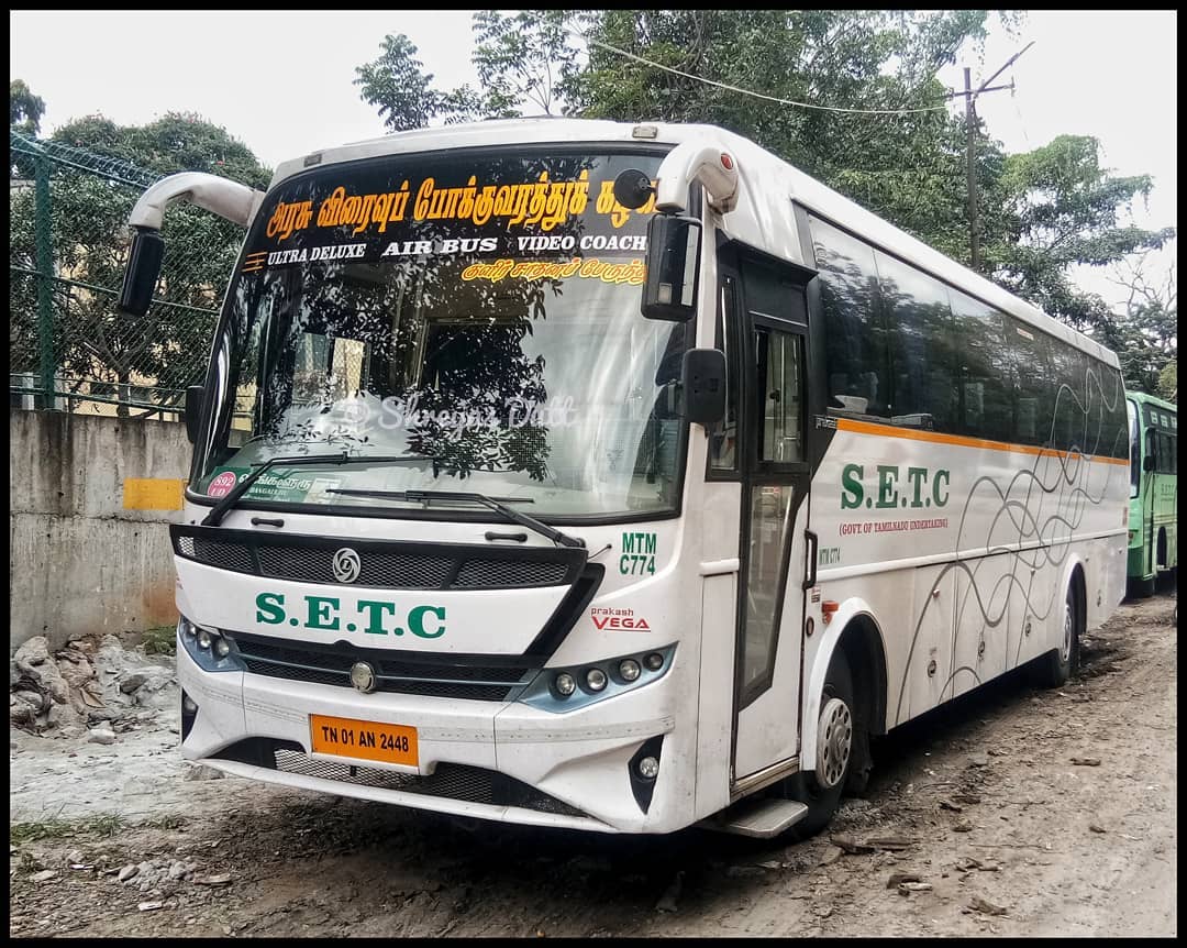 SETC AC Seater Bus Service Timings From Pondicherry to Coimbatore via Villupuram Salem