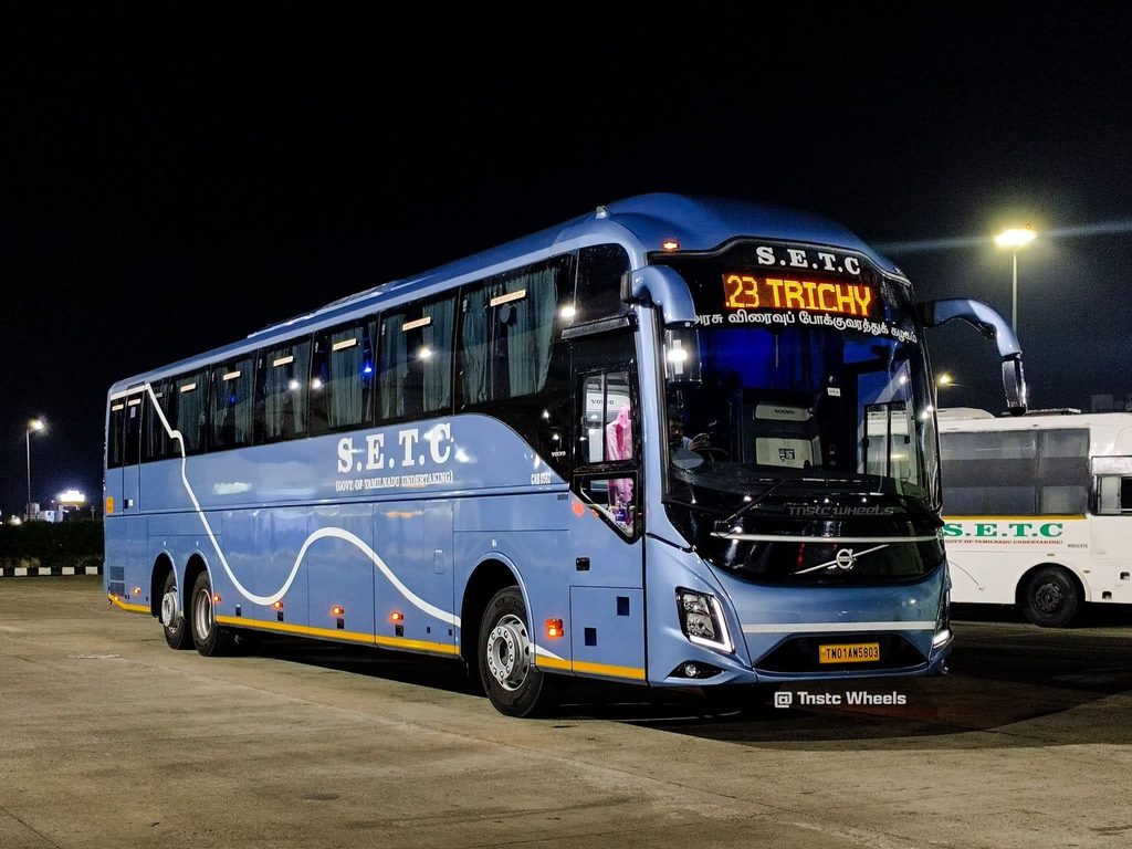 Chennai Kilambakkam KCBT to Trichy SETC AC Volvo Multiaxle Sleeper Bus Service Timings Fare Online Bookings